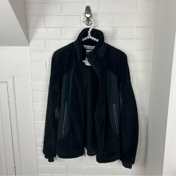 Columbia Black Zip Up Interchangeable Fuzzy Faux Fur Jacket Size M - Picture 8 of 9